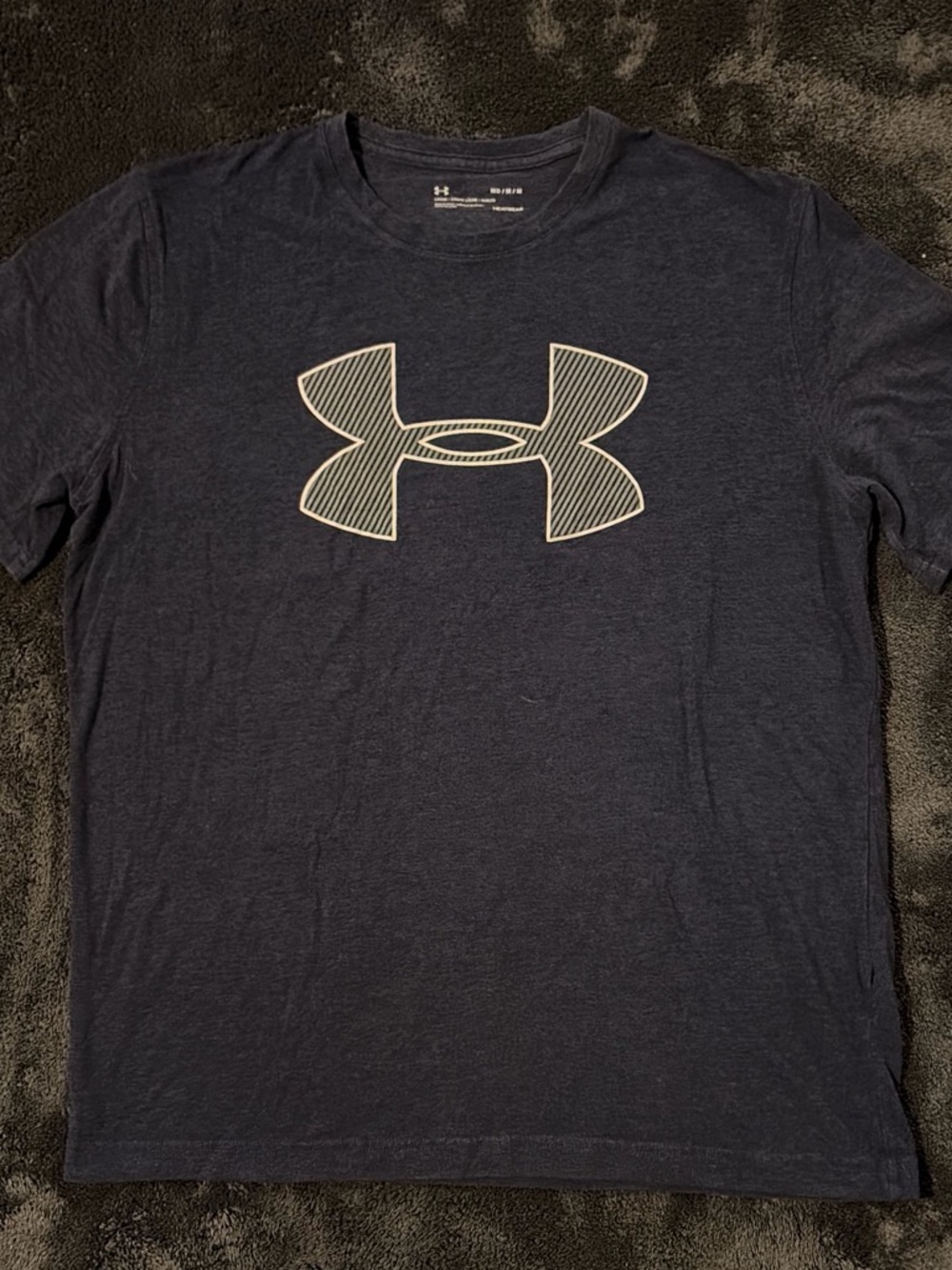 Under Armour HeatGear Heather Navy Blue Graphic T-Shirt Medium